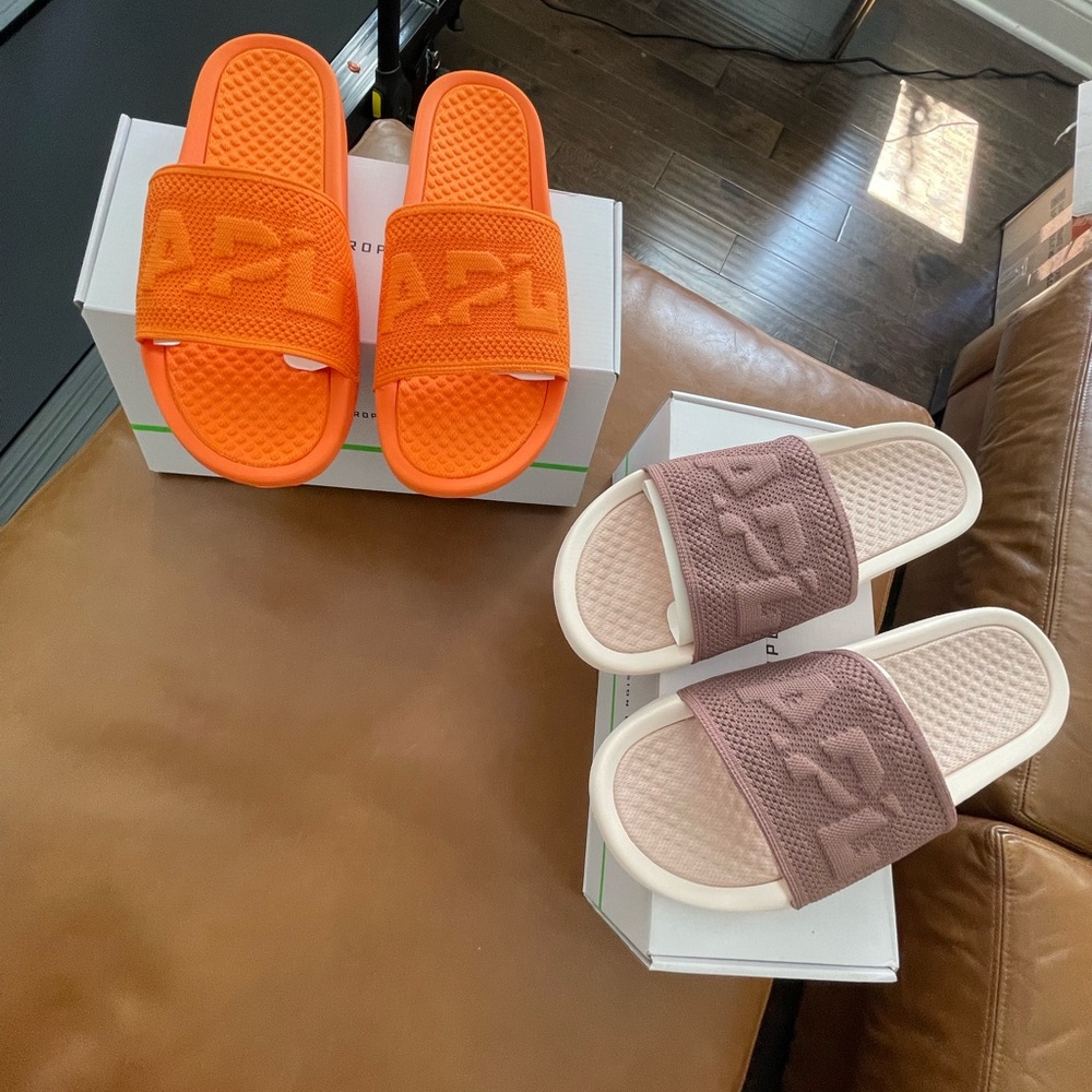 $30 Total for Both! APL Tech Loom Orange,Crème Rose Sandals with Molded Footbed.